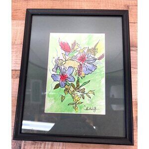 Framed Floral Watercolor Painting Signed By Craig
